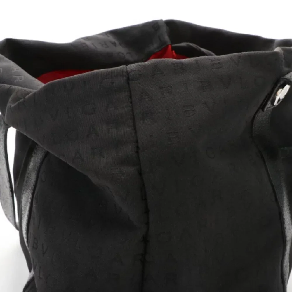 BVLGARI Black Logomania Canvas and Leather Trim Tote